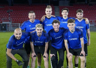 Group of students who played in the INSEEC football team for the SAMSIC tournament