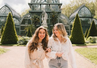 Students from the INSEEC business school laughing in a park in Lyon