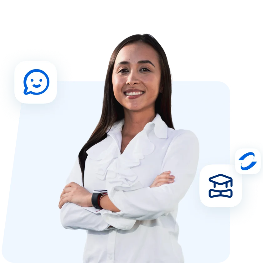Étudiante de l’INSEEC MSc en chemise fière de ses études dans l’école de commerce INSEEC